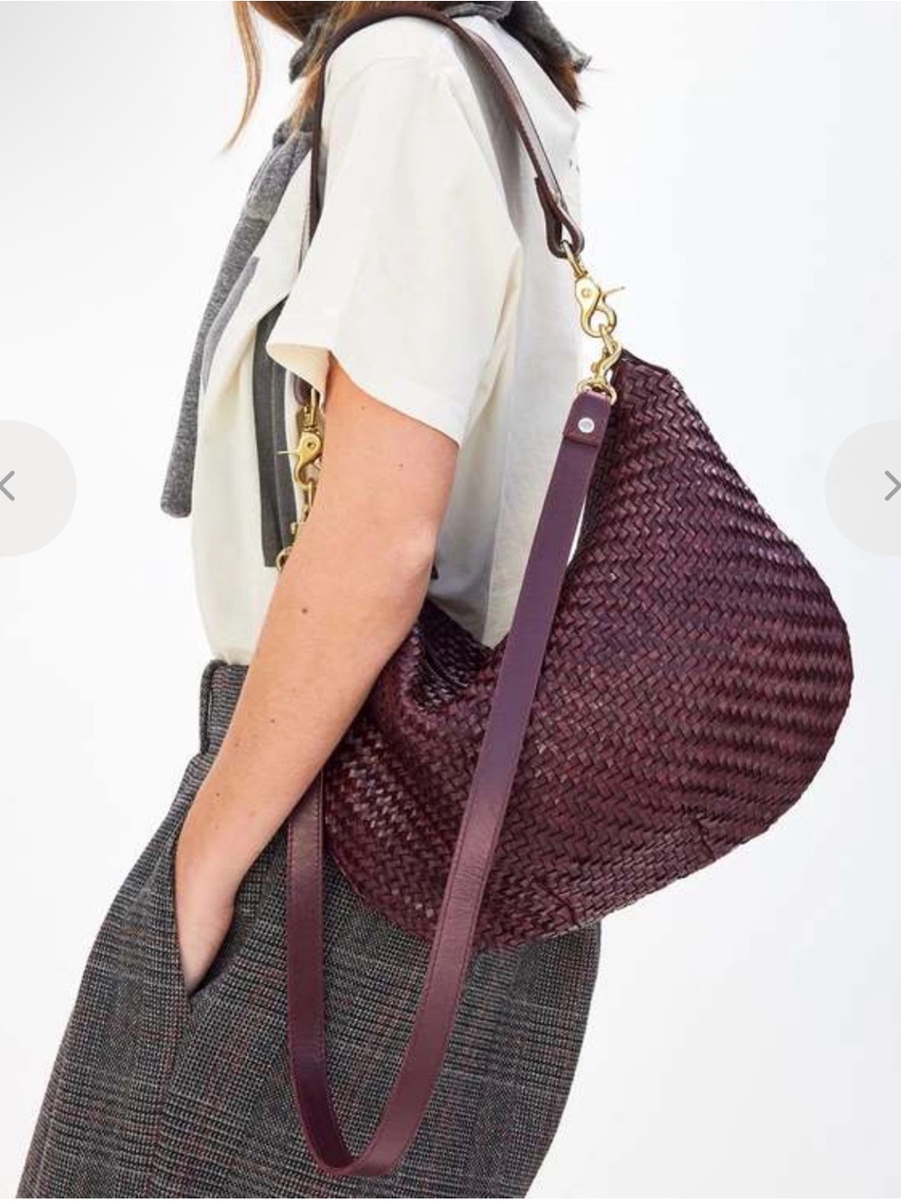 NEW Clare V. Moyen Messenger Bag in Plum Woven Leather